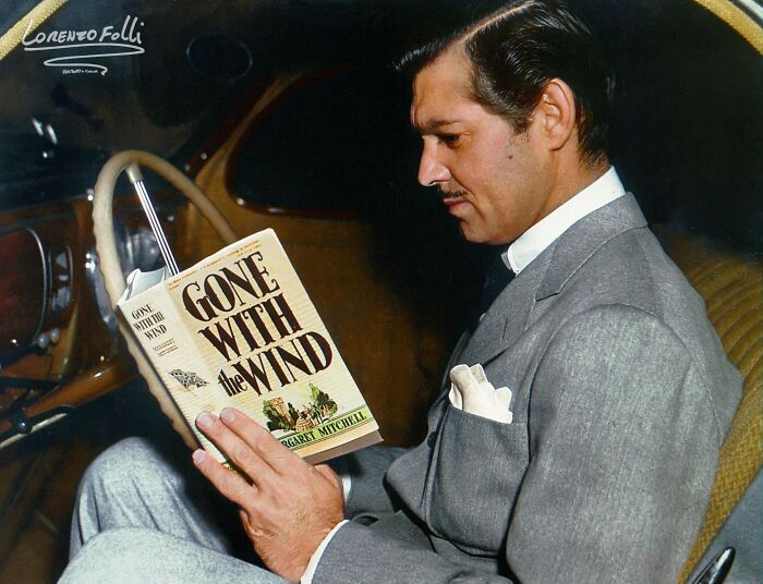 Clark Gable Reading Margaret Mitchell's Novel "Gone With The Wind" 1936/9.