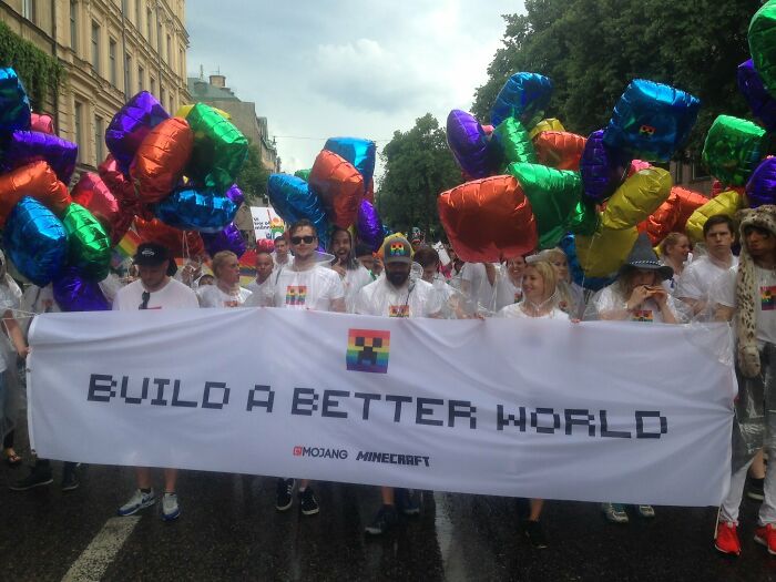 Mojang Walking In The Stockholm Pride Parade, July 30th, 2016
