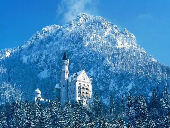 Neuschwanstein Castle On Winter, In Germany