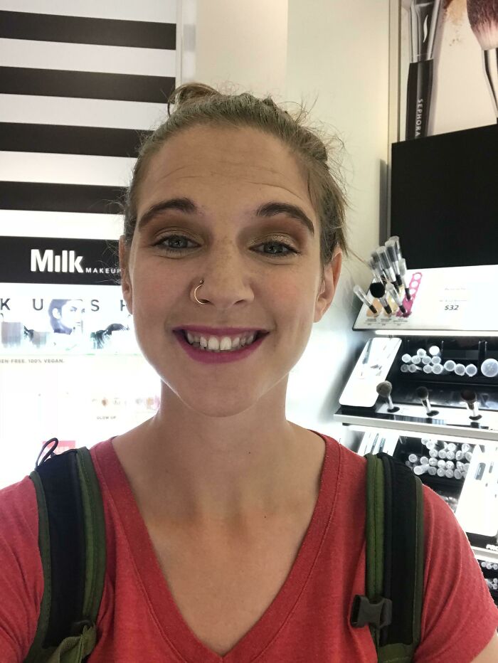 A Sephora Employees Rendition Of A “No Makeup Makeup” Look. At Least Is Was Free