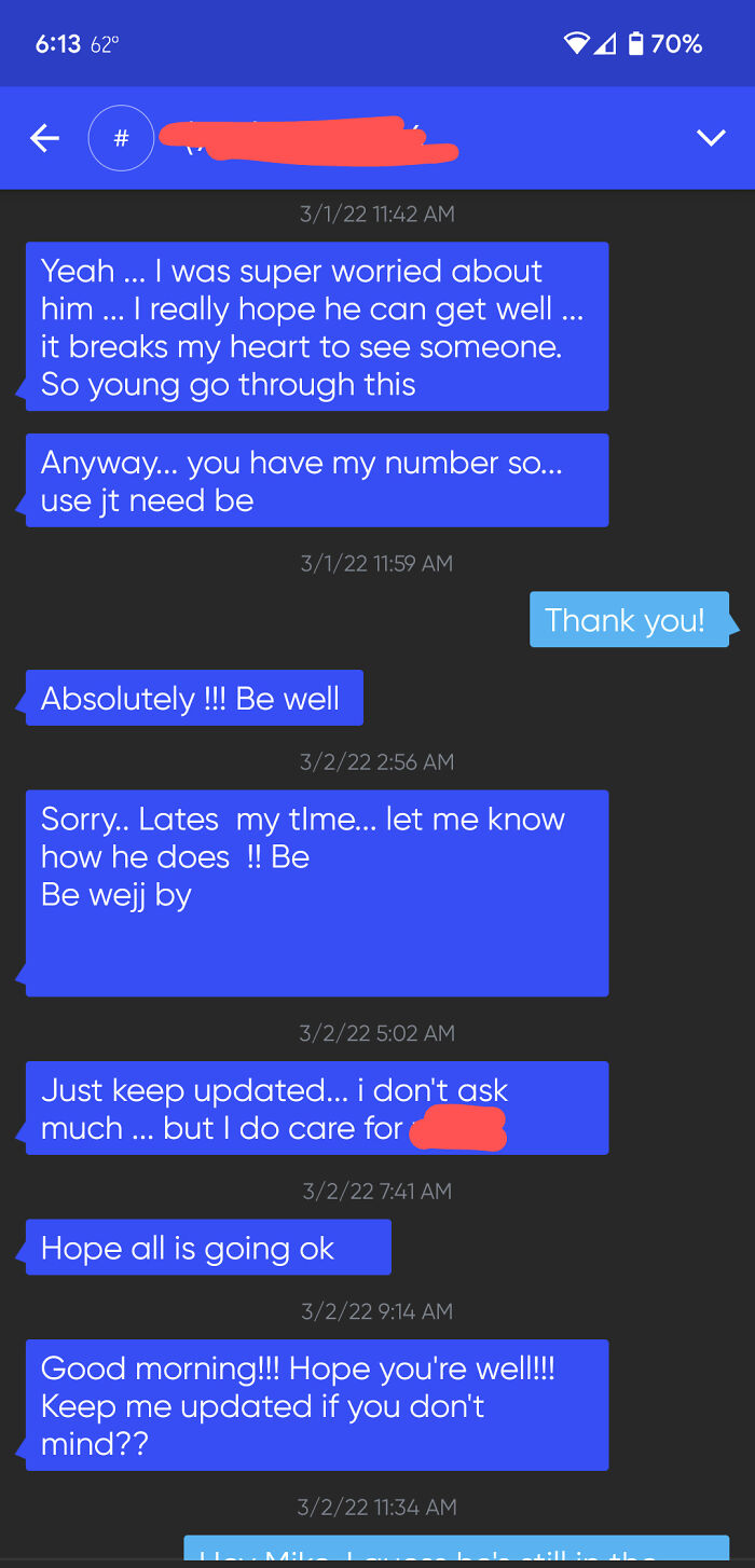I Took A Family Member To The Icu For Substance-Related, Life-Threatening Issues. After Getting Additional Information From Me About That Family Member, The (Male) Nurse Got My Number As An Emergency Contact And Has Been Blowing Up My Phone All Day