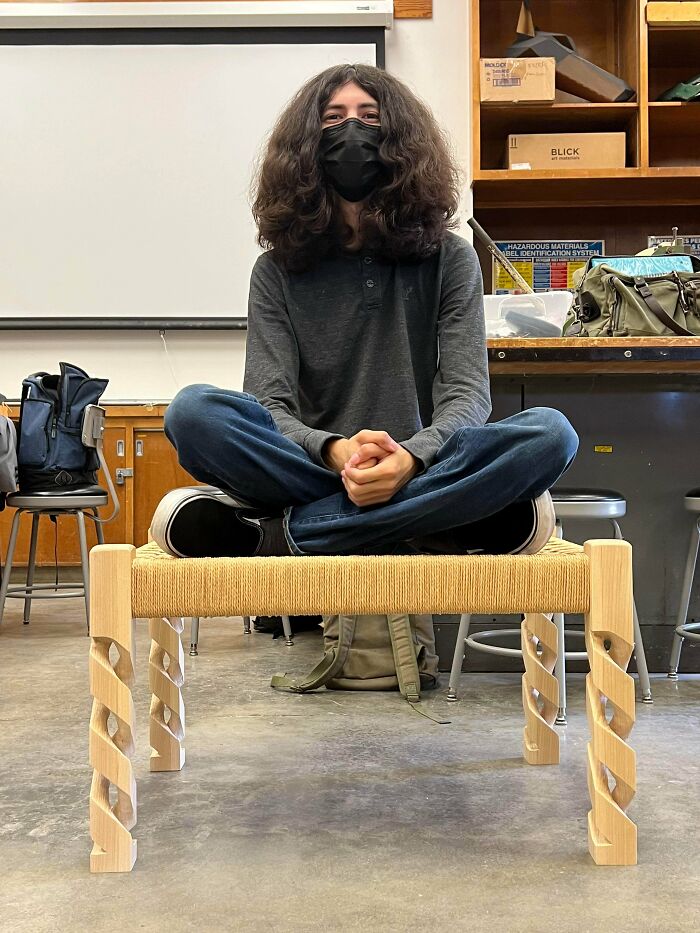 Danish Cord Woven Meditation Bench Made From Ash Wood That I Made For My Final Project In Wood Shop Class
