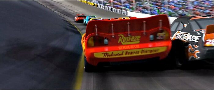 In Cars (2006), The Reason For The Yellow Stripe On The Back Of Mcqueen Is To Indicate That He Is A Rookie Car, This Is A Rule From Nascar. Even In Cars 3, That's The Reason Why Jackson Storm Has A Yellow Stripe Behind Him As Well