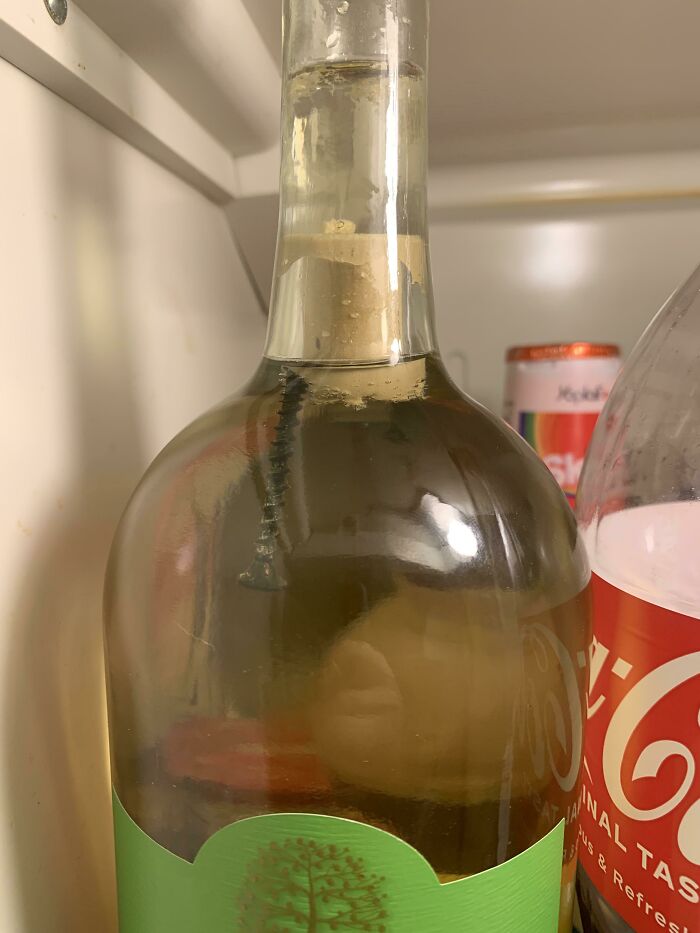 Younger Sisters Friend Tried To Open My Bottle Of Wine Last Night. I Just Found It Like This. Completely Ruined
