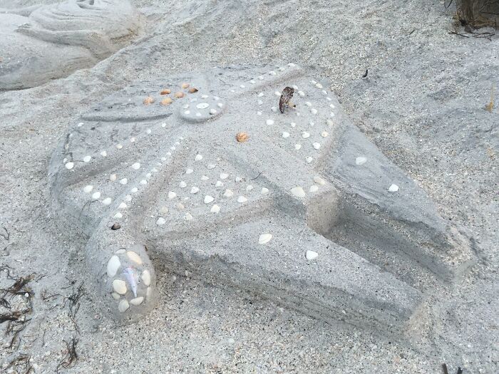 Sand Sculpture Of Millennium Falcon Found On The Beach This Morning
