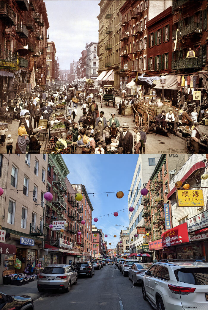 Mulberry Street, Little Italy, Manhattan - 1900 & Now
