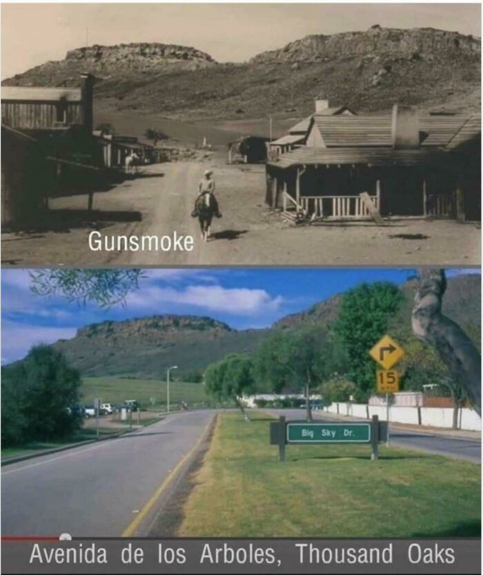 The TV Western 'Gunsmoke' Ran For 20 Years From 1955 Until 1975 With 635 Episodes. Below Is A Picture Of The Set During Filming And Again As It Appears Today