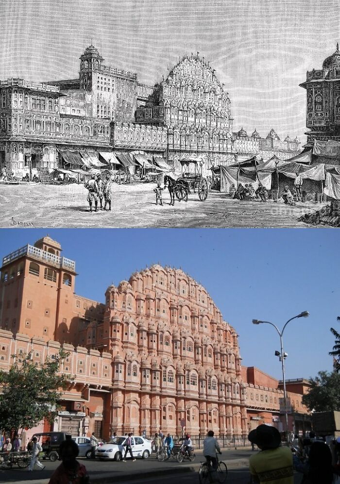 Hawa Mahal In Jaipur, India (1895 And 2021)