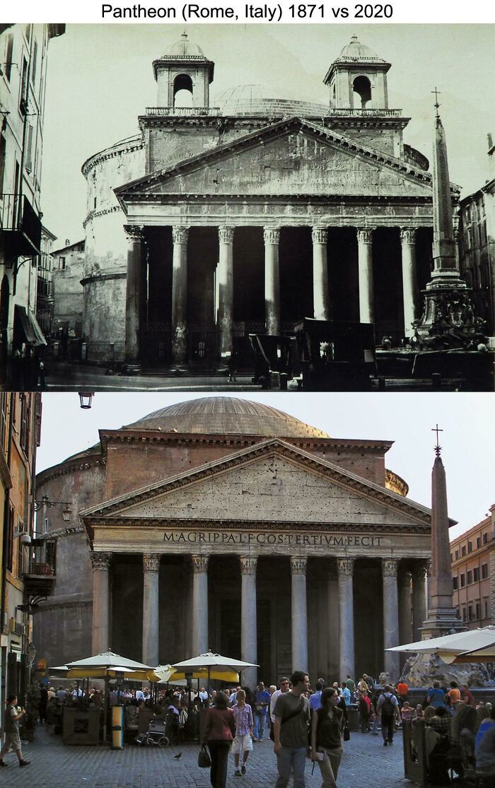 Pantheon (Rome, Italy) 1871 vs. 2019