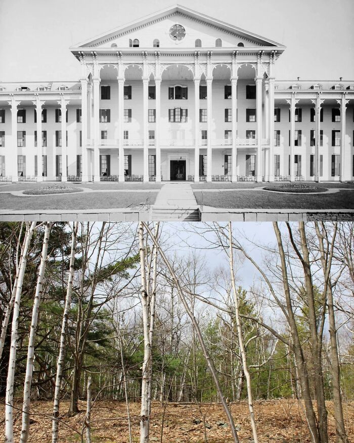 The Hotel Kaaterskill On A Mountaintop In The Catskills Of New York, Around 1900-05 And The Scene In 2021
