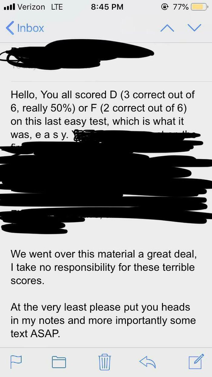 My Professor Emailed The Class To Tell Us That We All Failed The First Test And It’s Entirely Our Fault