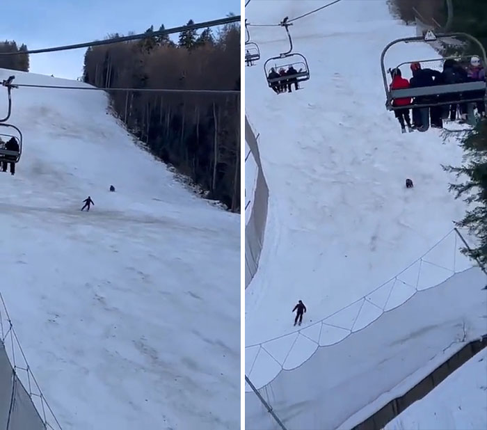 Oso persiguiendo a un esquiador