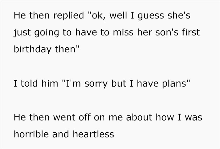 Coworker Bombards Guy With Text Messages Calling Him A “Childless Man Child” After He Refused To Cover Her Shift That Fell On Her Son’s 1st Birthday Coworker Bombards Guy With Text Messages Calling Him A “Childless Man Child” After He Refused To Cover Her Shift That Fell On Her Son’s 1st Birthday