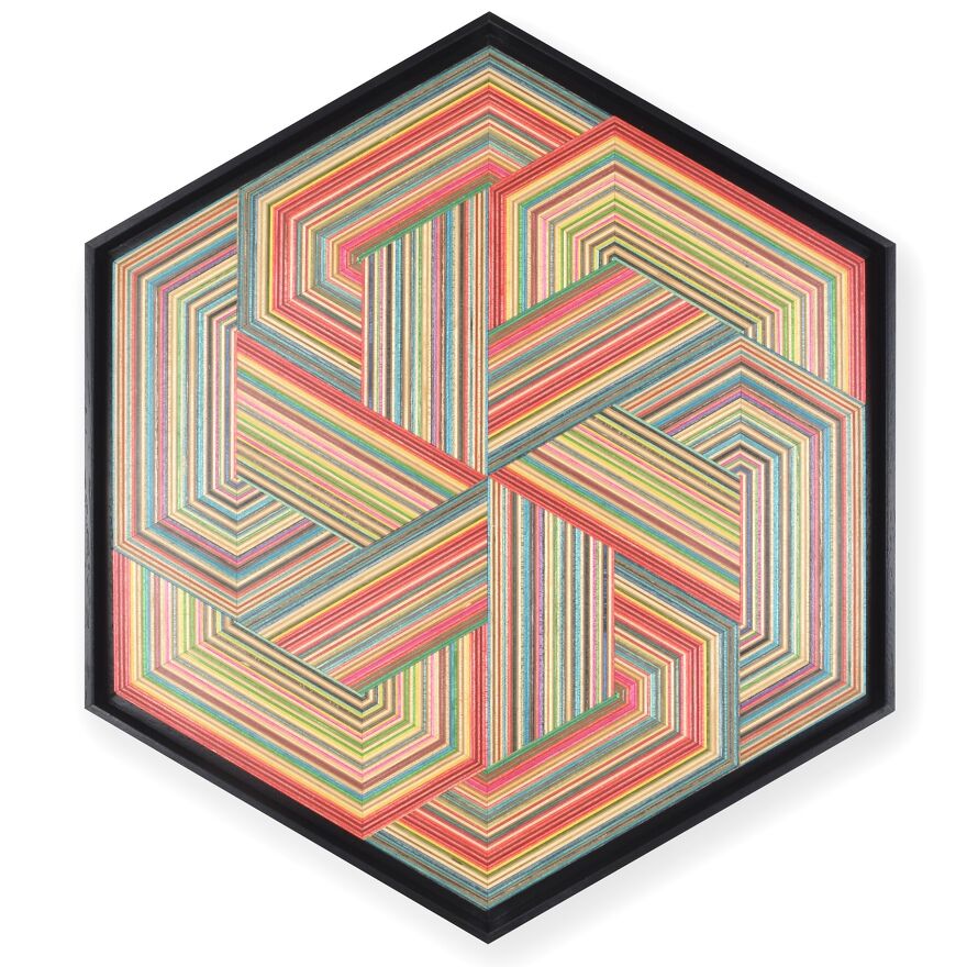 Geometrical Wall Art Made From Old Skateboards
