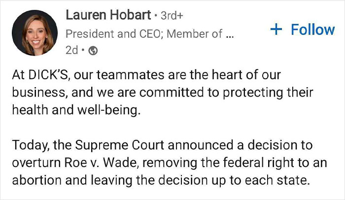 Sporting Goods CEO Goes Viral After Announcing Travel Expense Reimbursement For Employees Seeking Abortions Sporting Goods CEO Goes Viral After Announcing Travel Expense Reimbursement For Employees Seeking Abortions