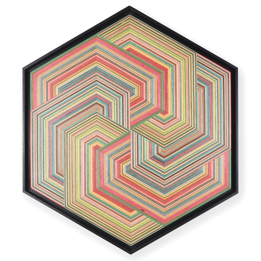 Geometrical Wall Art Made From Old Skateboards