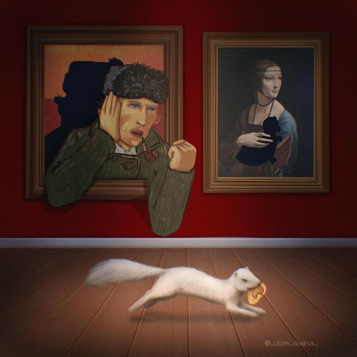 Artist Revealed What Characters Of Renowned Paintings Do At Night When No One Is Watching Them (8 Illustrations)