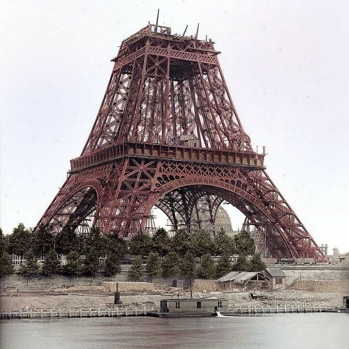 He Construction Of The Eiffel Tower In Paris, France In 1888, A Year Before The 1889 World’s Fair Of Which It Was The Main Symbol. Construction Of The Eiffel Tower Was Completed On The 15 March 1889 And Was Originally A Color Known As “Venetian Red”