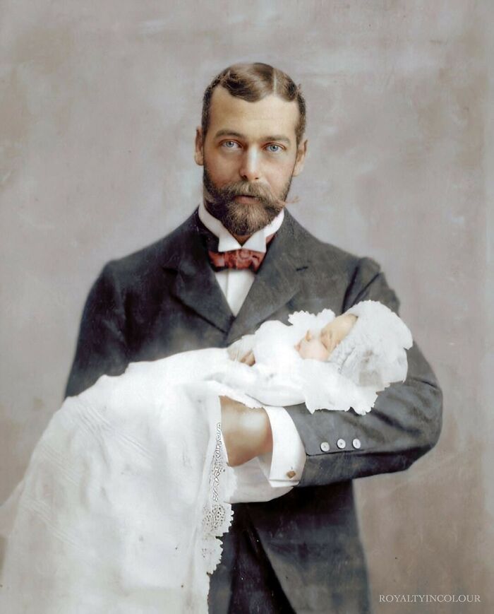 Future King George V Of The United Kingdom Holding His Eldest Son, Future King Edward Viii Of The United Kindom In July 1894