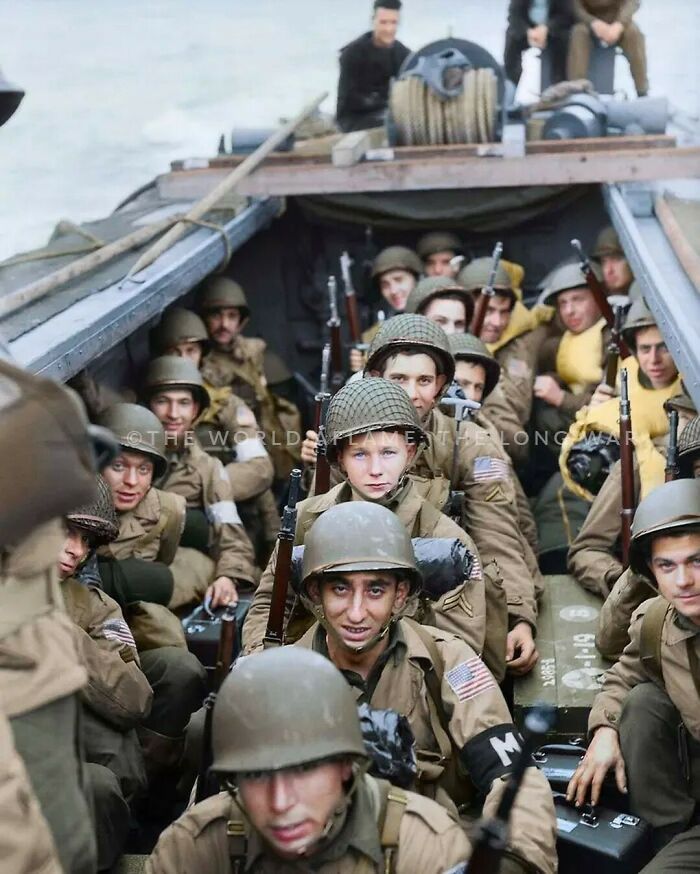 American Troops On Board A Landing Craft Heading For The Beaches At Oran In Algeria During Operation Torch In November 1942