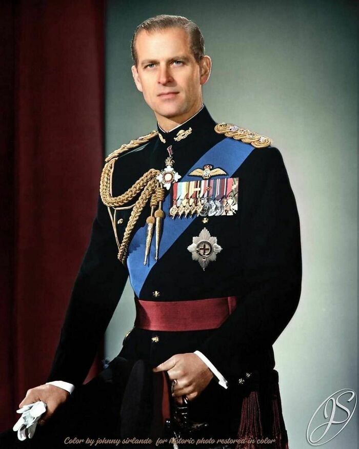 A 37-Year-Old Prince Philip, Duke Of Edinburgh Poses For A Portrait In Buckingham Palace, London, England, In 1958. He Died Today 9 April 2021 At The Age Of 99