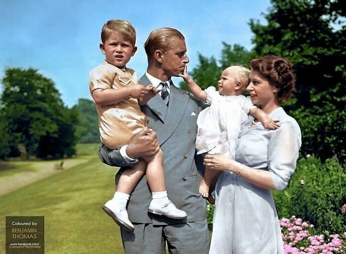 Prince Philip, The Duke Of Edinburgh, And Princess Elizabeth, Duchess Of Edinburgh, With Their Children Prince Charles And Princess Anne In 1951