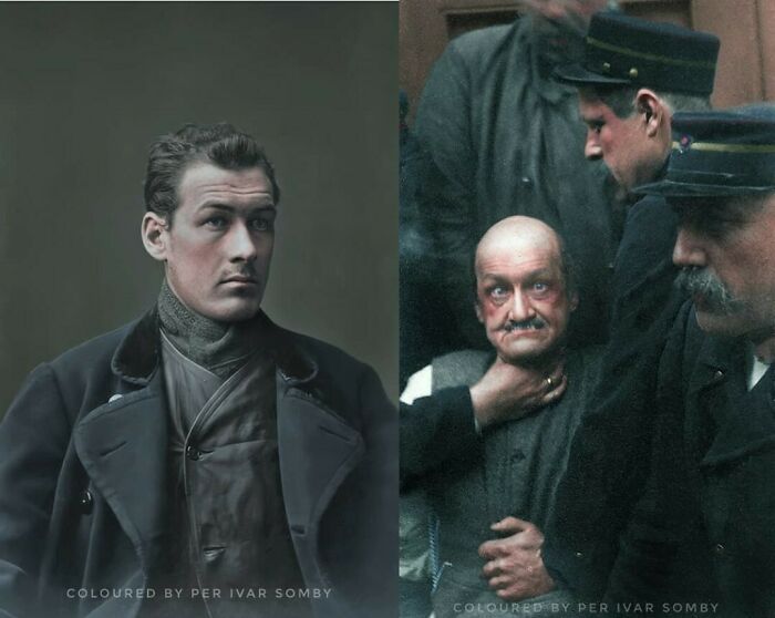 Two Mugshots Of The Same Man Taken In Norway 25 Years Apart. On The Left Shows Ludvig At The Age Of 22 In 1881 After His Arrest For Breaking Into And Robbing A House That Was Under Construction. The Mugshot On The Right Was Taken In C. 1906 When Ludvig Would Have Been About 47 Years Old. It Is Not Noted Why He Was Arrested In The Second Mugshot
