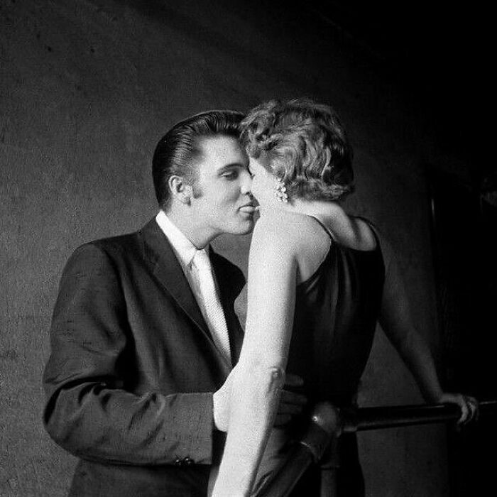Rlvis Presley Stealing A Kiss In A Stairwell At The Mosque Theatre In Richmond, Virginia, 1956