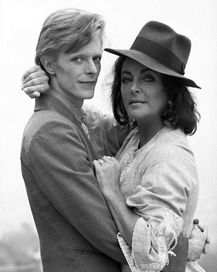 David Bowie And Elizabeth Taylor Photographed By Terry O'neil, 1975