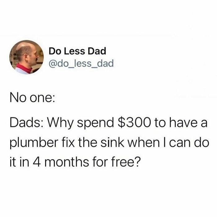 Never Pay For A Job You Can Do Yourself
@do_less_dad