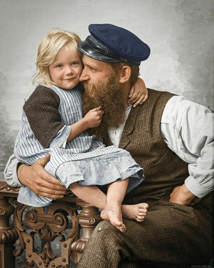 Photographer Per Elis Edhlund With His Daughter, Tyra Edhlund Photographed In C. 1910, And The Second Photo Is Them Photographed Again In The Mid-1940s