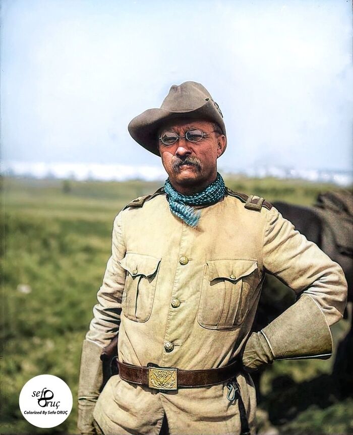 26th President Of The United States, Theodore Roosevelt, Photographed In 1898 During The Spanish-American War While He Was A Colonel In The "Rough Riders" 1st United States Volunteer Cavalry