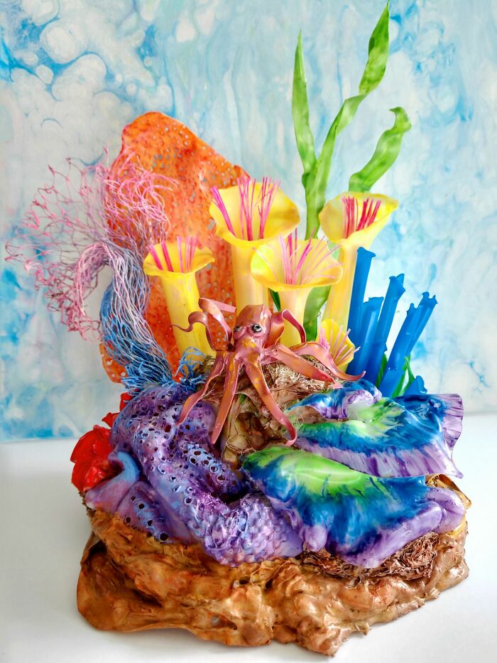 Coral Reef Made Of Discarded Plastics