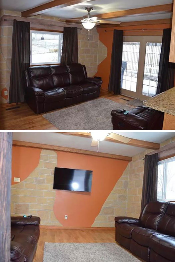 When You Can’t Decide If You Want Exposed Brick Or Ugly Orange For Your Walls