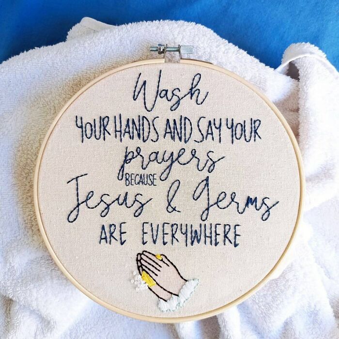 "Bathroom Door Decor": I Made This Collection Of Hand Embroidery Pieces (6 Pics)