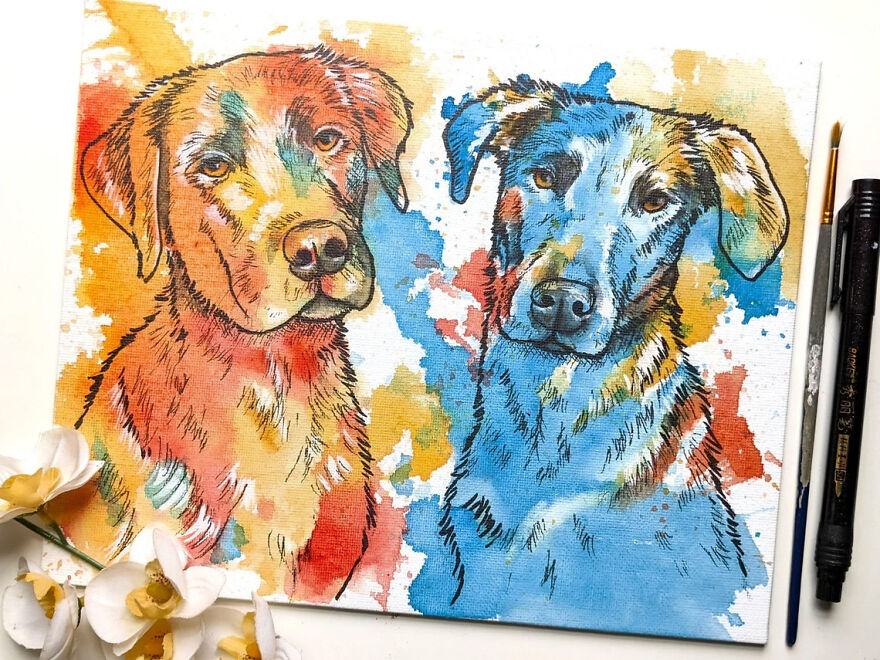 I Turn Your Pet Photos Into Personalized And Colorful Works Of Art