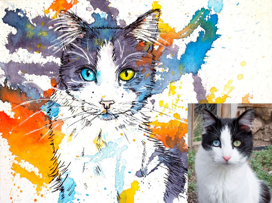 I Turn Your Pet Photos Into Personalized And Colorful Works Of Art