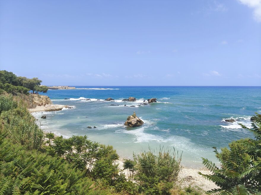 Seaside Cliffs In Chania. The Waves Were Larger Than Normal That Day.