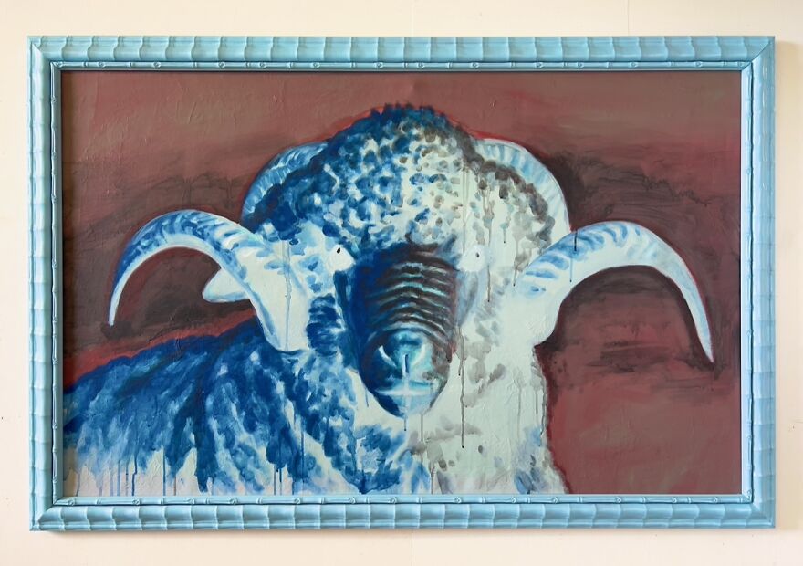Negative Sheep (Big Horn), Acrylic On Canvas, 40” X 60”