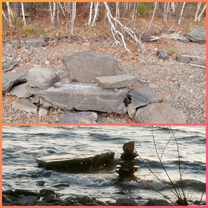 Lake Wallenpaupack. There's Stacks Of Stones Everywhere, But The Best Is The Throne Someone Made Out Of Stones Facing West.
