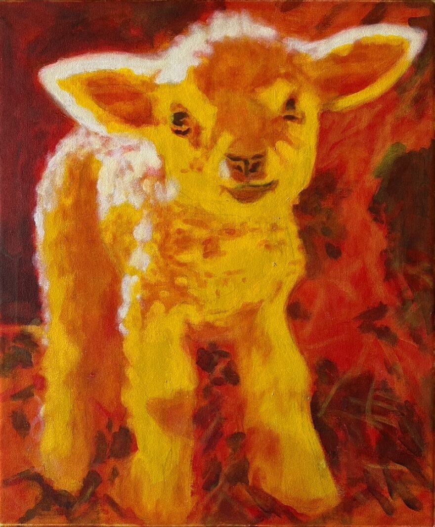 Fire Lamb, Acrylic On Canvas, 36” X 30”