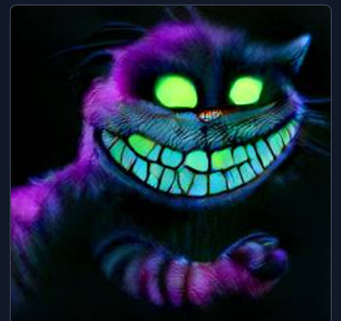 This Is What I Got When Typing "Evil Cheshire Cat" Into Craiyon Lol