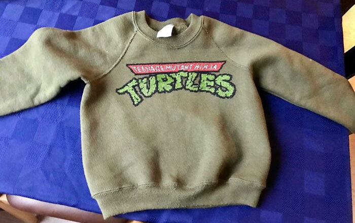 My Mom Started Secretly Cross Stitching This Sweater For Me 28 Years Ago, She Finally Finished It And Gave It To My 3-Year-Old For His Birthday