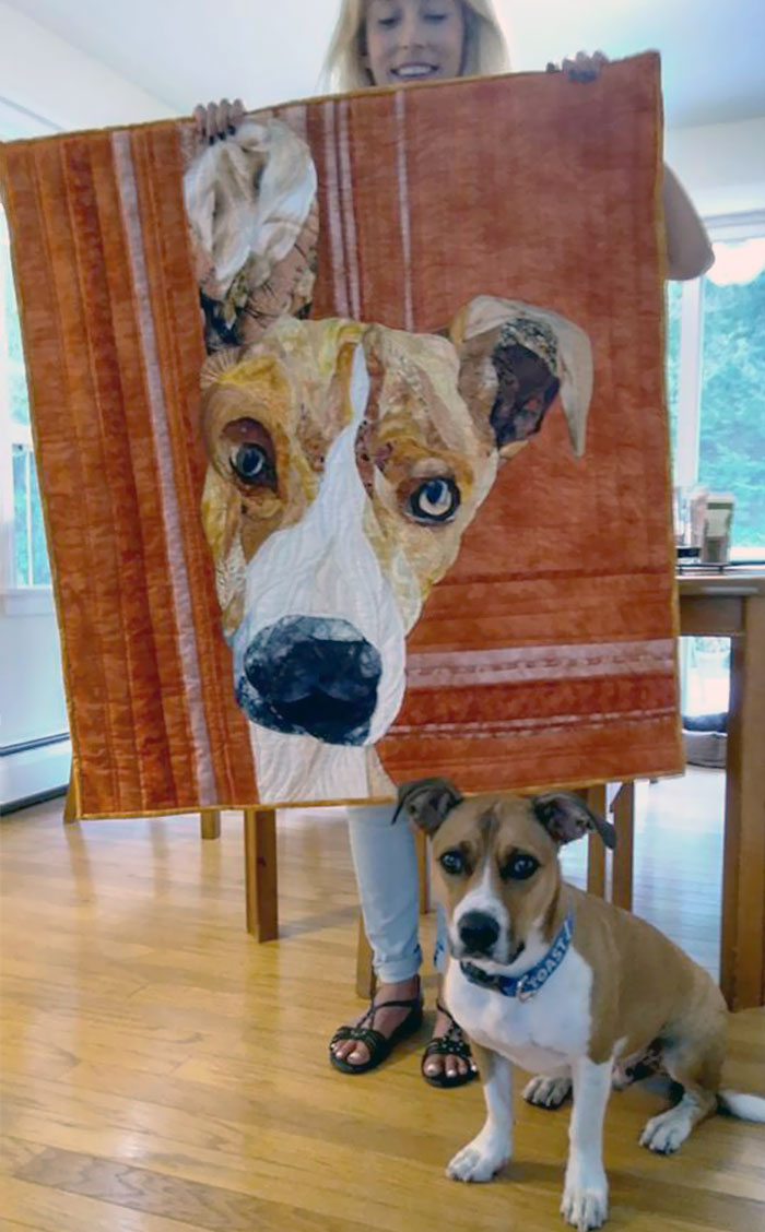 My Mom Quilted A Portrait Of My Dog. Dog For Reference