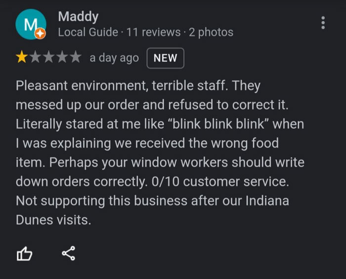 Restaurant Customer Leaves A 1-Star Review Saying She’ll No Longer Support It, Owner Responds And Goes Viral