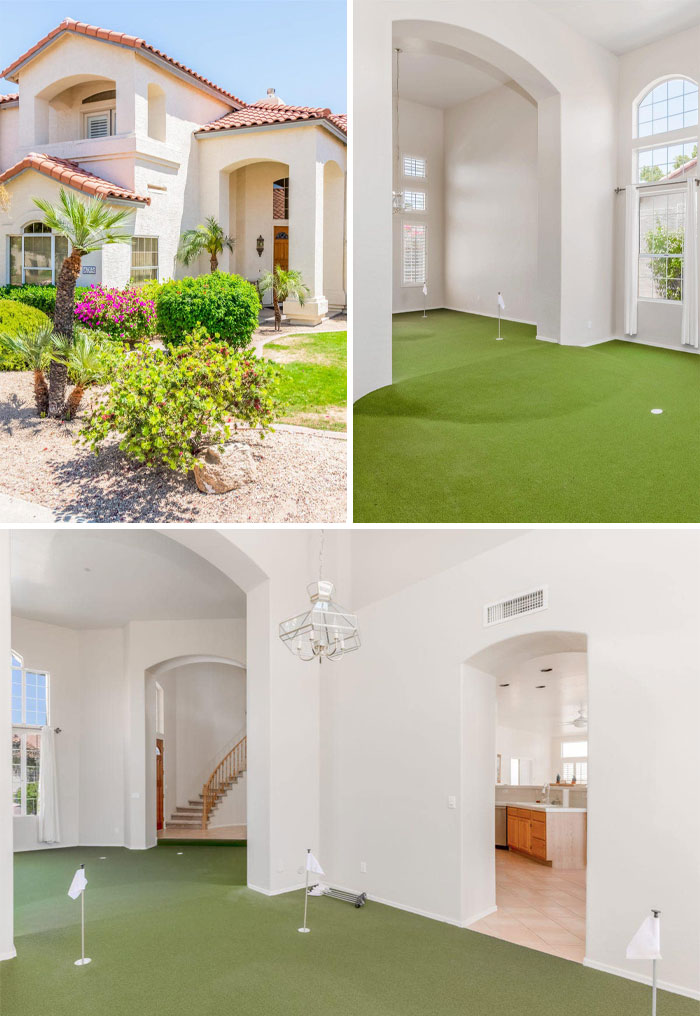 This Home Is Listed For Sale Here In Phoenix For $1 Million. The Owner Spent $7k Installing A Putting Green In What Had Been The Formal Living And Dining Room