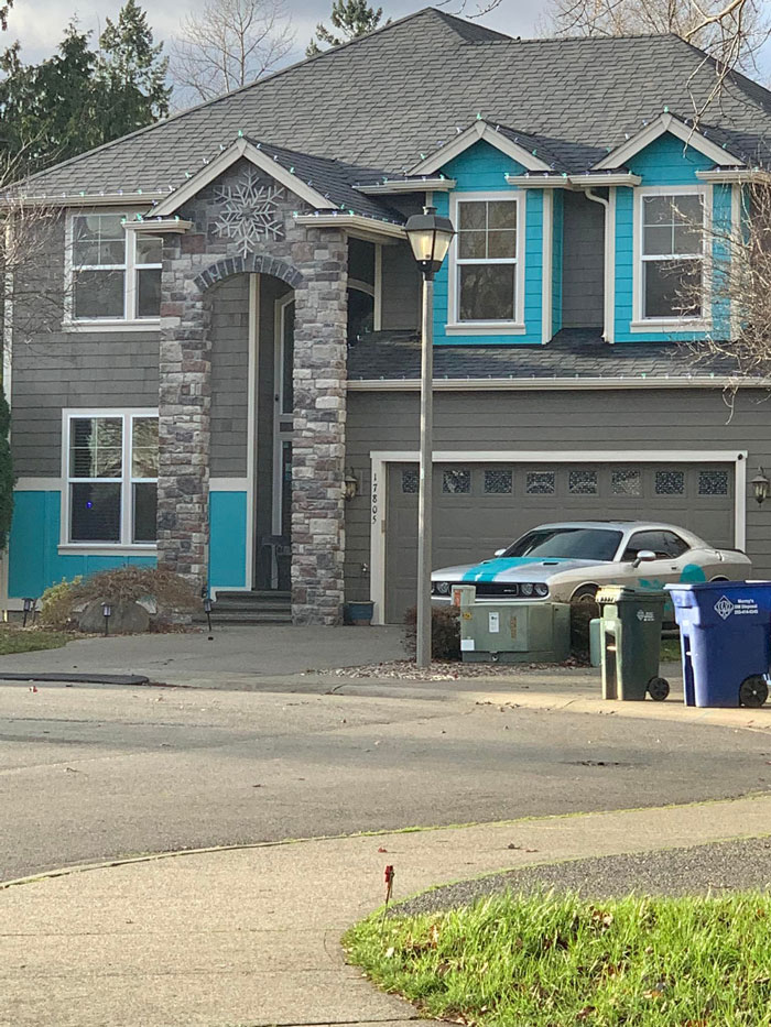 This Is My Neighbor. Something Tells Me The Hoa Didn't Approve These Colors. And What If I Told You The House Was Painted To Look Like The Car