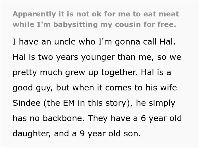 Vegan Mom Is Livid After Learning A Family Member Who Watched Her Kid For Free Had A Steak For Dinner For Themselves Vegan Mom Is Livid After Learning A Family Member Who Watched Her Kid For Free Had A Steak For Dinner For Themselves