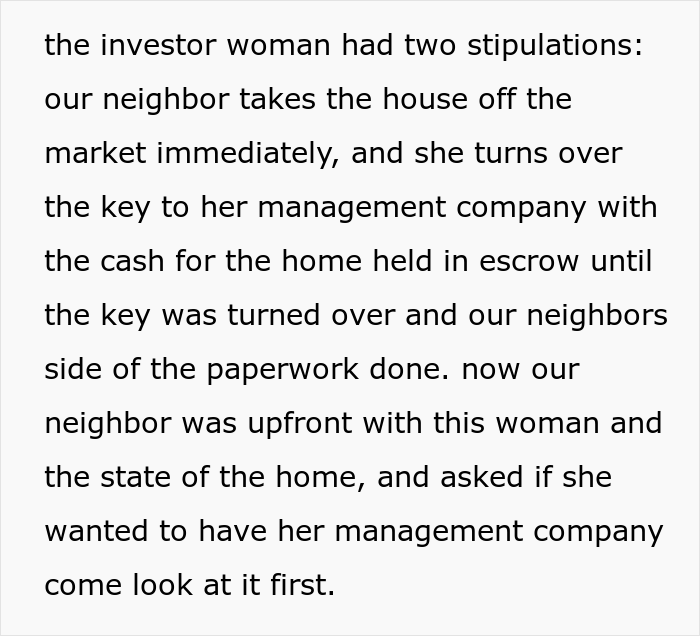 Widow lists her house for sale, investor offers $50,000 more than market value without looking at the lot and is horrified to see it when the deal is done