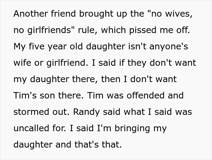 “I Was Baffled”: Argument Ensues After Friends Said Man Can’t Take His 5-Year-Old Daughter On Their Annual Fishing Trip “I Was Baffled”: Argument Ensues After Friends Said Man Can’t Take His 5-Year-Old Daughter On Their Annual Fishing Trip
